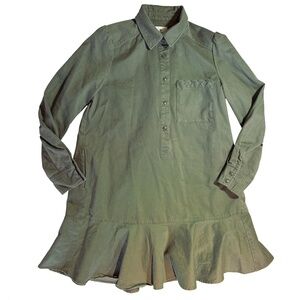 Tuckernuck Long Sleeve Olive Green Shirt Dress